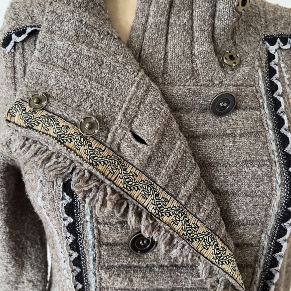 Free People Cuddle Bear Admiral Cardigan Sweater Coat Size Small Boho Fringe - Picture 4 of 10